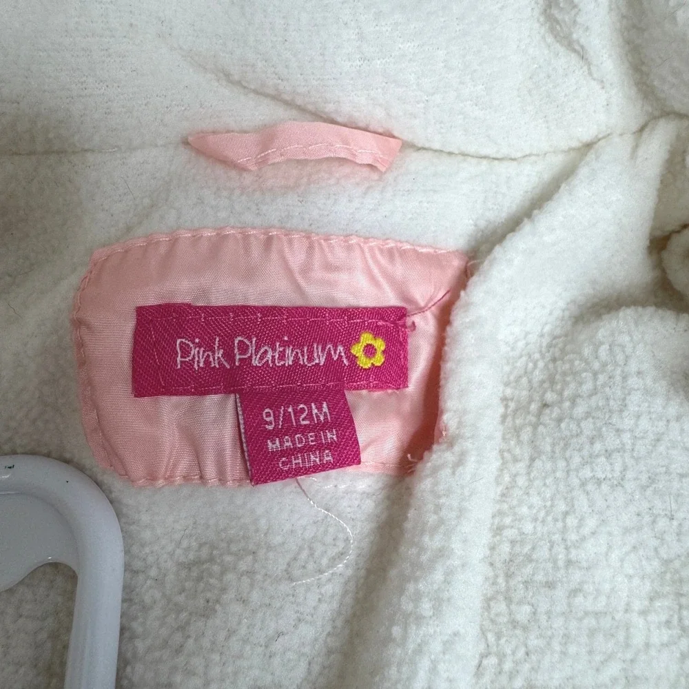 PINK PLATINUM Girls Snow Suit Bunting 9-12‎ Mnth Pink Hood Fleece Lining Winter